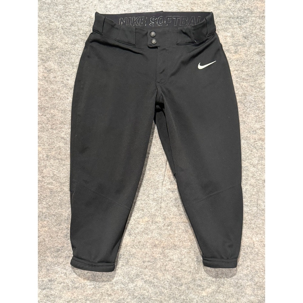 Nike Team Softball Pants Womens Small Black Cropped Athletic Fastpitch Padded